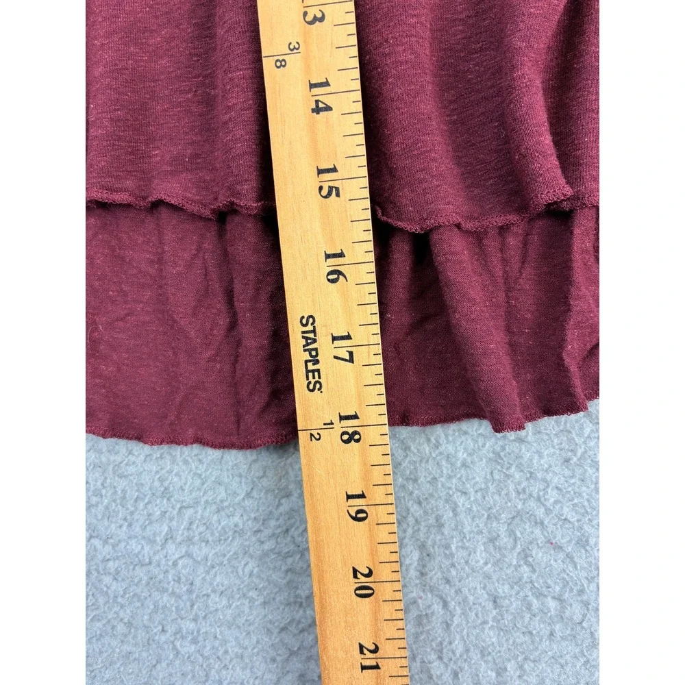 Free People Cold Shoulder Cutout T-Shirt Womens S Burgundy Short Sleeve Boho